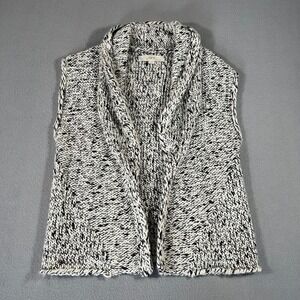 Ann Taylor Loft Womens Small Black White Marled Wool Mohair Blend Sweater Vest